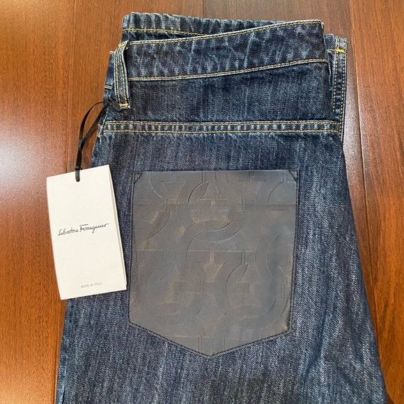Ladies Salvador Ferragamo Jeans Leather NWT Italain Size 42